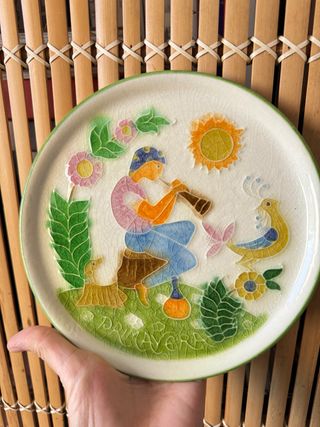 Piatto Ceramica Vintage Dipinto a Mano primavera