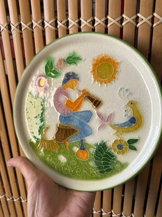 Piatto Ceramica Vintage Dipinto a Mano primavera