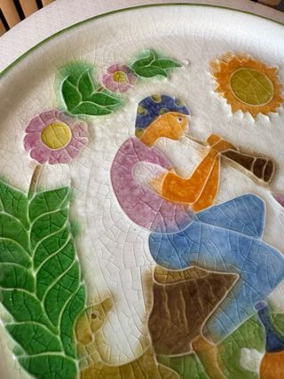 Piatto Ceramica Vintage Dipinto a Mano primavera