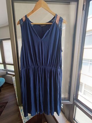 Vestido azul marino algodon talla grande 