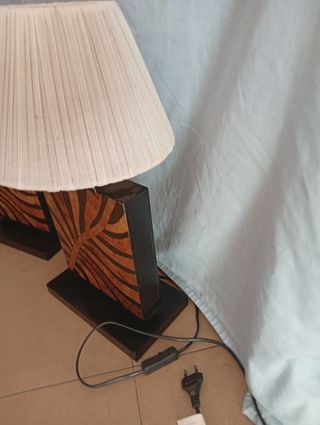 2 Lámparas mesa - Madera - Beige