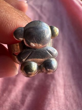 Anillo oso  inspiracioTous plata bicolor ajustable