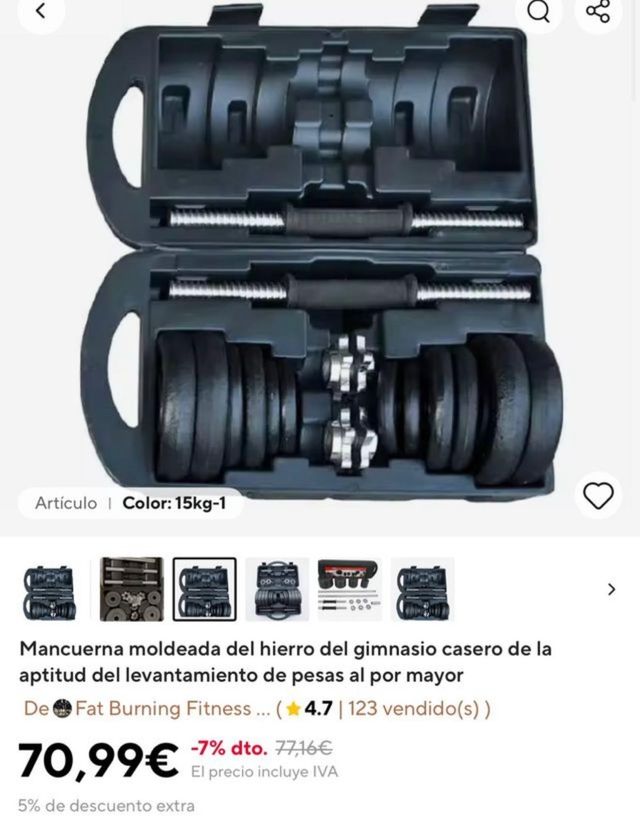 Mancuernas 15kg con Maletín