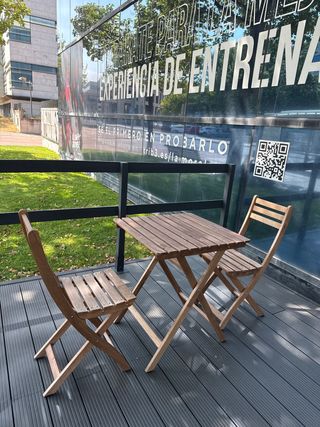 Mesa y 2 sillas terraza - madera