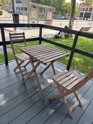Mesa y 2 sillas terraza - madera