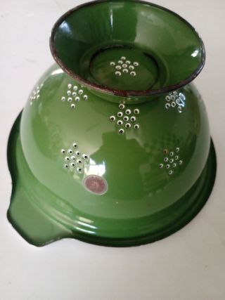 Scolapasta vintage smaltato verde