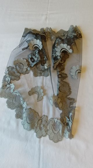 Velo da messa, chiesa o lutto pizzo nero argento