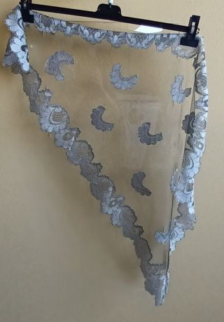 Velo da messa, chiesa o lutto pizzo nero argento