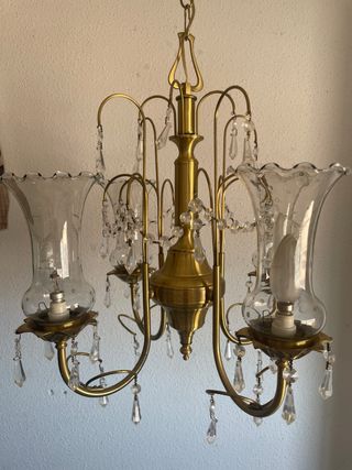 Lampara Cristal Antigua 3 Luces