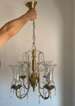 Lampara Cristal Antigua 3 Luces