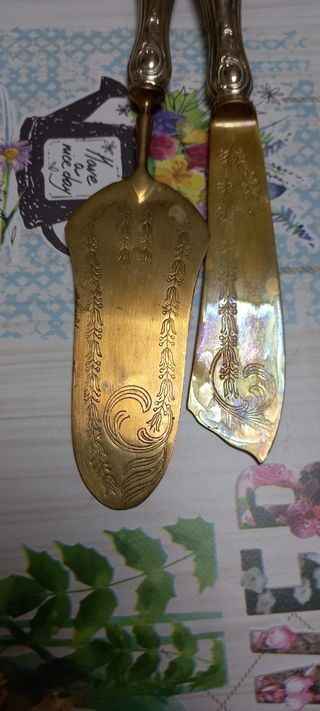 Set Posate Torta -colore Argento/Oro