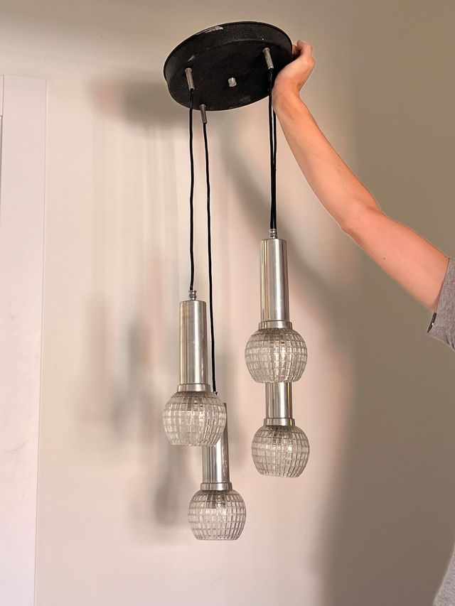 Lampara vintage años 70 - 4 luces. antiguo retro.