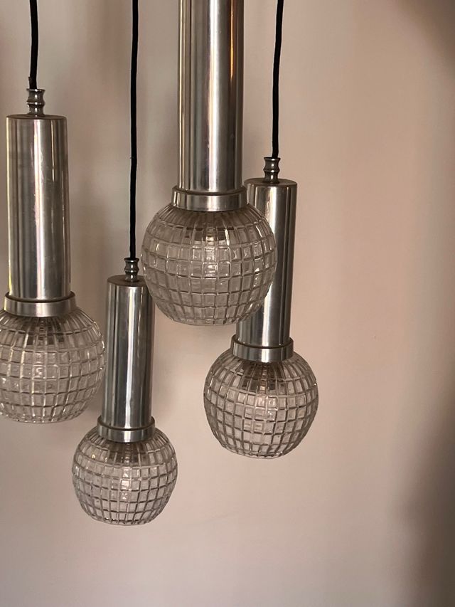 Lampara vintage años 70 - 4 luces. antiguo retro.