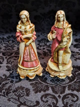 Statuette Coppia scacchi Re sole vintage