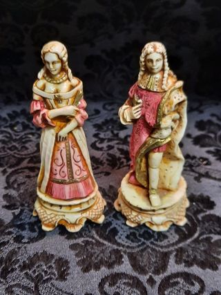 Statuette Coppia scacchi Re sole vintage