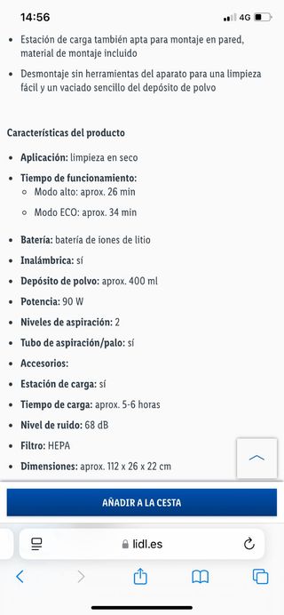 Aspirador 2 en 1 Recargable Lidl