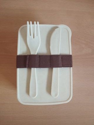Fiambrera 700ML con cubiertos - Blanca