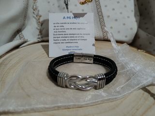Pulsera cuero negra para hijo