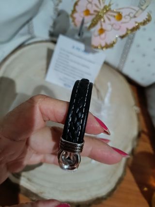 Pulsera cuero negra para hijo