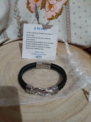 Pulsera cuero negra para hijo