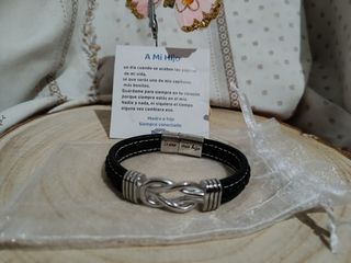 Pulsera cuero negra para hijo