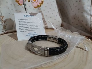 Pulsera cuero negra para hijo