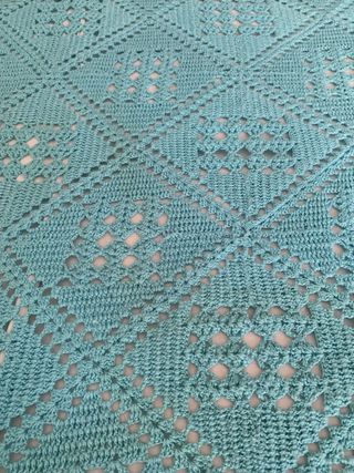 Colcha ganchillo azul turquesa 135/150cm