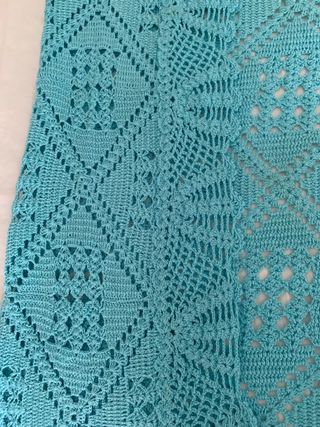 Colcha ganchillo azul turquesa 135/150cm