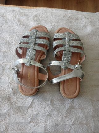 Sandalias mujer brillantes plata