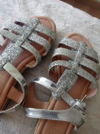 Sandalias mujer brillantes plata