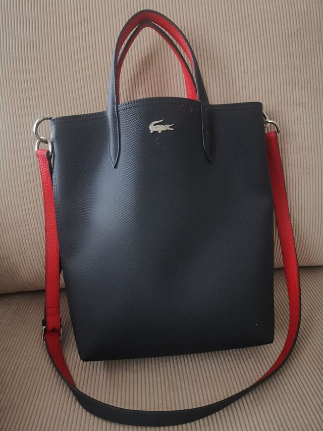 Bolso Lacoste Anna tote negro-rojo