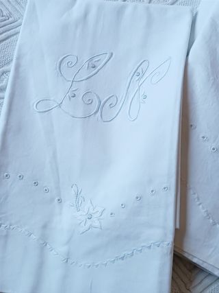 Juego de funda de almohada y encimera antigua 