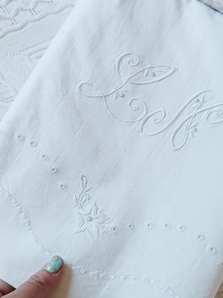 Juego de funda de almohada y encimera antigua 