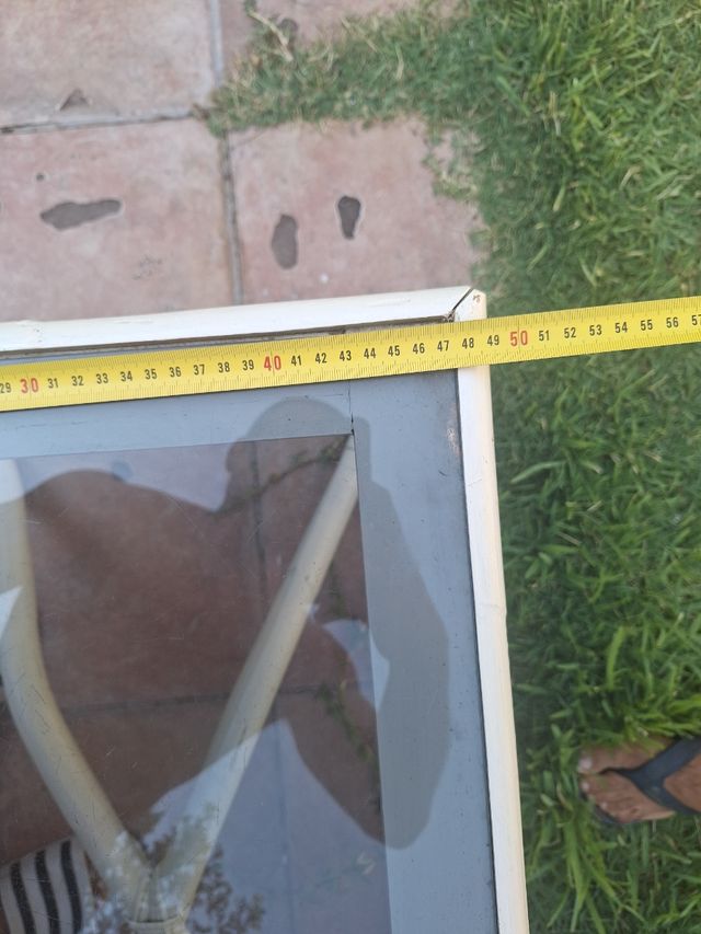 Mesa centro bambú-cristal blanca