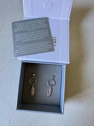 Pendientes Lotus plata - plumas
