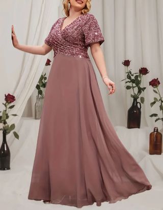 Vestido fiesta talla grande rosa