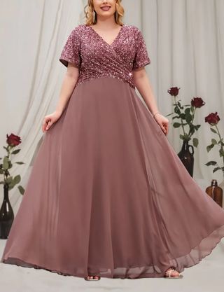 Vestido fiesta talla grande rosa