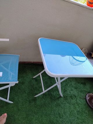 Mesa y sillas terraza - azul y blanco