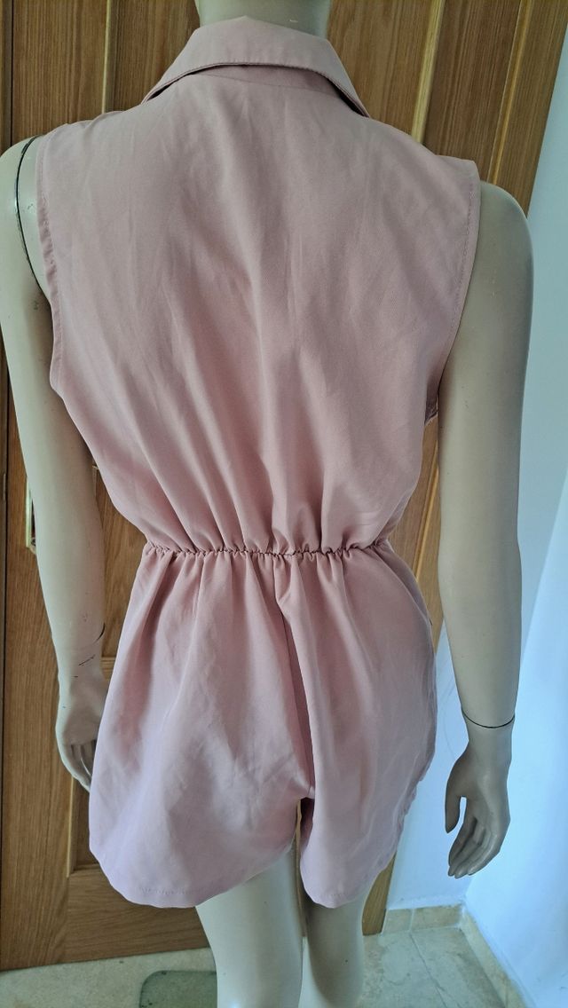 Mono Vestido corto rosa - Blazer sin mangas