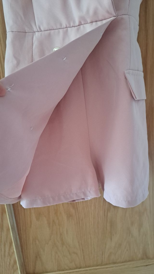 Mono Vestido corto rosa - Blazer sin mangas
