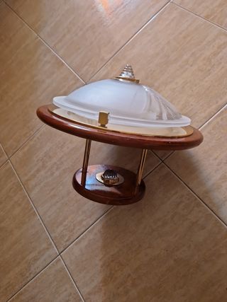 Lámpara techo vintage - Madera y cristal