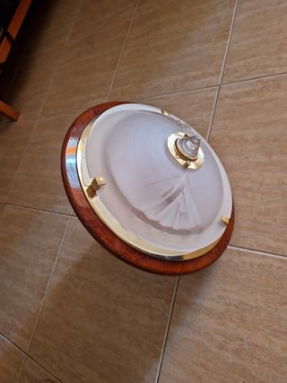 Lámpara techo vintage - Madera y cristal