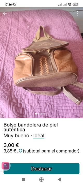 Bolso bandolera piel auténtica