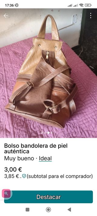 Bolso bandolera piel auténtica