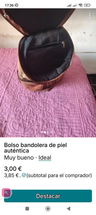 Bolso bandolera piel auténtica