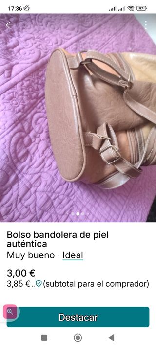 Bolso bandolera piel auténtica