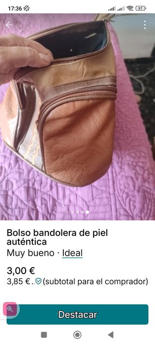 Bolso bandolera piel auténtica