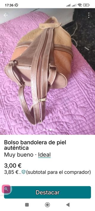 Bolso bandolera piel auténtica