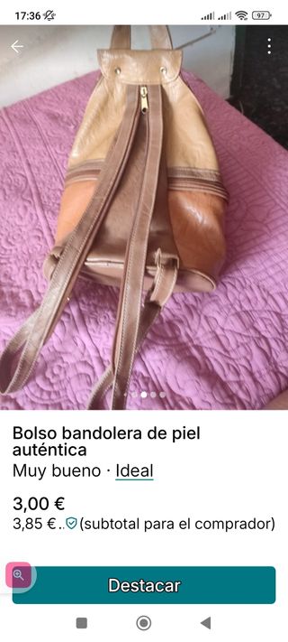 Bolso bandolera piel auténtica