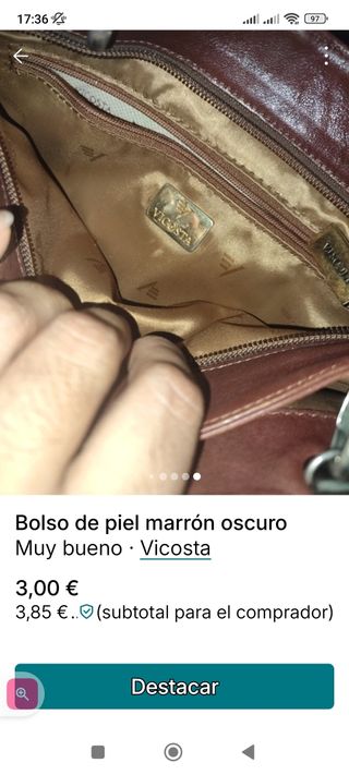Bolso bandolera piel auténtica